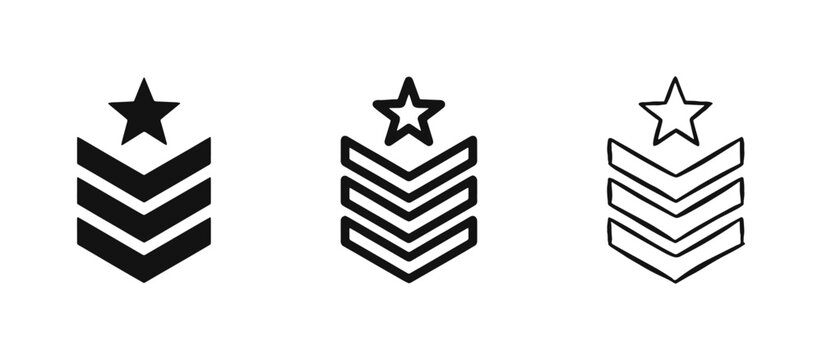 Military Rank and Achievement Level Icon Set - Star and Chevron Concept