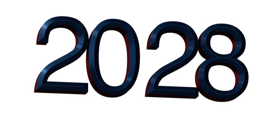 Bold 2028 text design in blue and red. Ideal for New Year greetings, future concepts, and event prom © vegefox.com