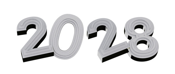 3D render of the numbers 2028 in a stylized design, perfect for new year greetings and ce © vegefox.com