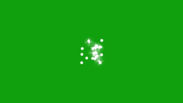 Beautiful futuristic glittering sparkle star animation, white glowing stars and bubals sparkle, shining white particle stars dust on green screen, particle magic tail sparkling glitter.
