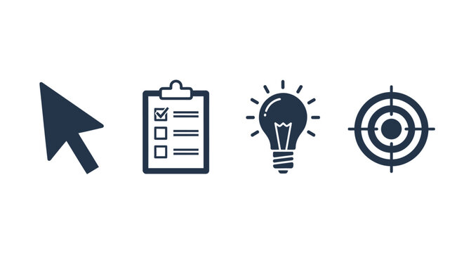 Business icons set for strategy planning.