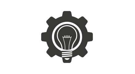 Black gear icon with lightbulb symbol. © Alpin