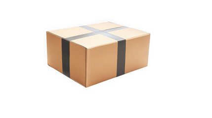 Obraz premium A cardboard box with gray tape on a transparent background