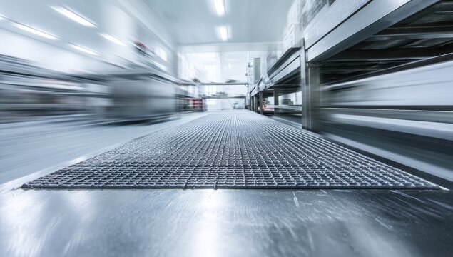 Industrial Kitchen Floor Drain with Motion Blur Effect.