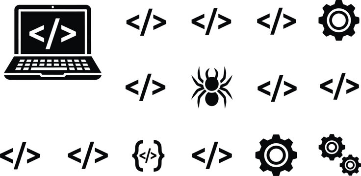 Coding and development icons a collection of programming symbols
