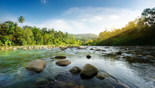 close up landscape river junggle background
