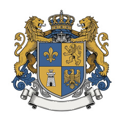 Royal Coat of Arms with Lions and Shield. © vixion