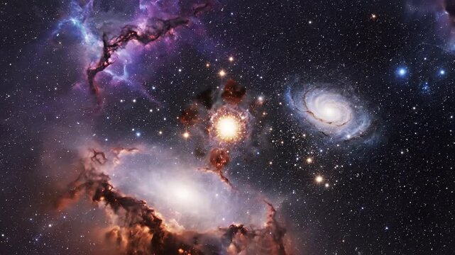 Exploding Star in Deep Space Nebula with Galaxies and Stars.