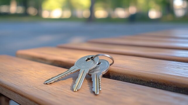 Lost Keys on a Wooden Bench in a Park
