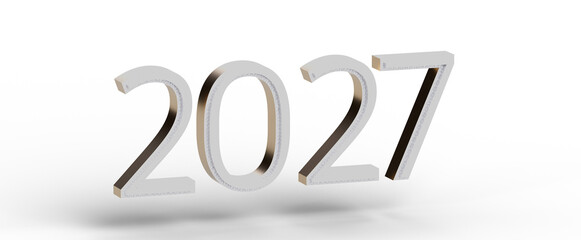 3D rendered illustration of the year 2027 in a stylish design. Perfect for new year greetings, event promotions, and fu © vegefox.com