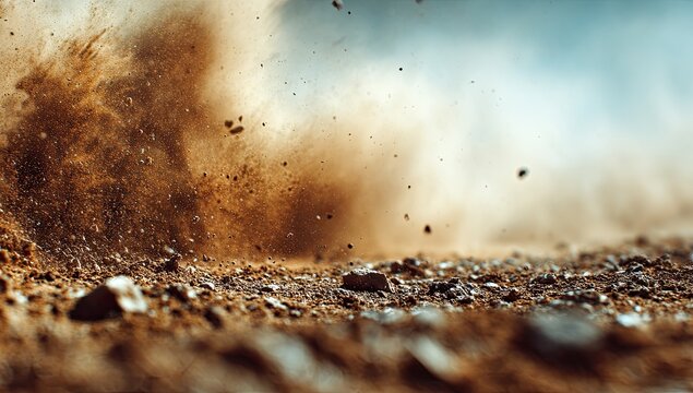 Explosion of Dirt and Debris in Mid-Air.