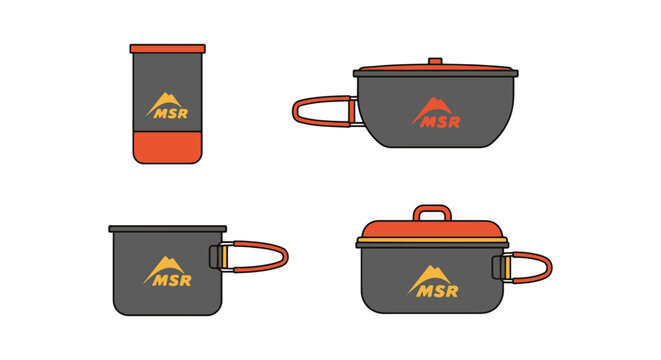 MSR pot Line art vector set clean modern abstract illustration