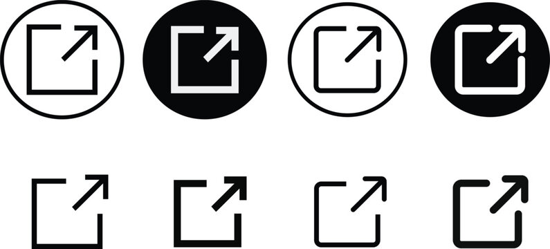 External link icon set open in new tab symbol variations black and white internet illustration collection navigation technology interface redirect download