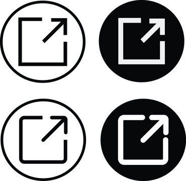 Set of external link icons open in new window symbol variations black and white internet illustration collection navigation technology interface redirect download