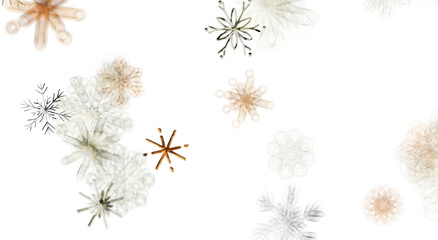 Abstract snowflake design with a white background perfect for winter themes and Christmas greetings. © vegefox.com