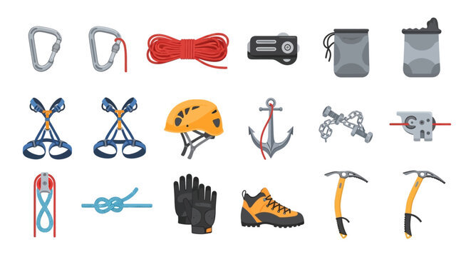 Collection of climbing and adventure gear
