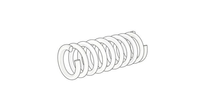 Detailed illustration of a mechanical compression spring in white background.
