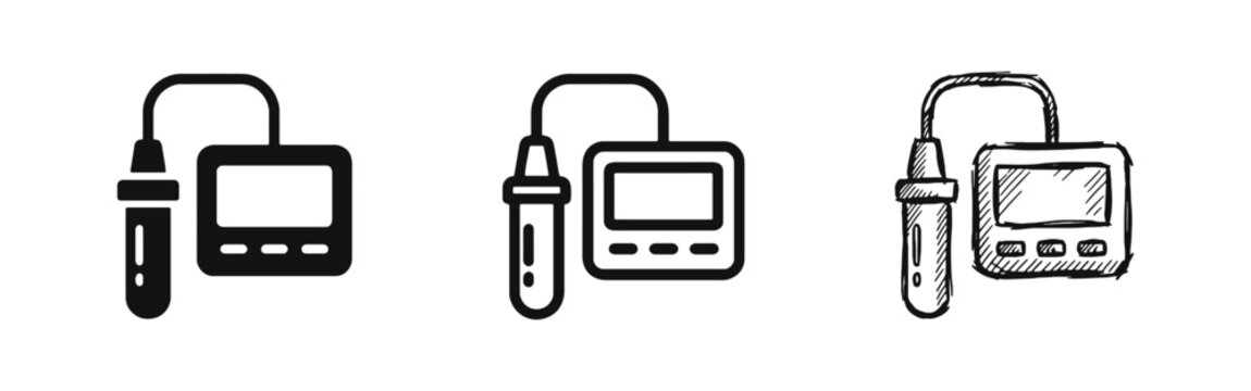 Digital PH Meter and Water Quality Tester Icon Set