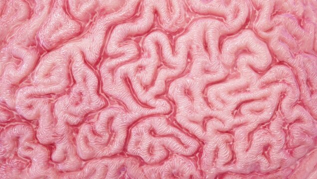Close-up Macro View of Human Brain Cortex Texture.