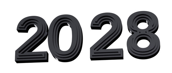 2028 bold grey design with 3d effect. Isolated on white background. perfect for new year greetings a © vegefox.com
