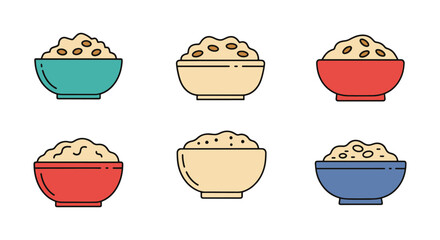 Obraz premium Oatmeal Bowl Plate Line art minimal colorful abstract vector