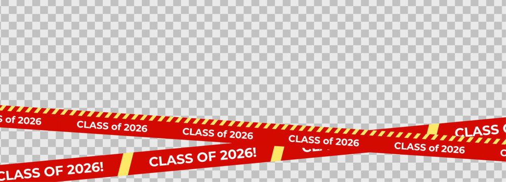 Class Off 2026 Seniour Year Graduation Red Lines. School Calendar Frame, Graduate Invitation Card Design, Congratulations Banner Template. School Grad Day Celebration Layout. Vector Illustration
