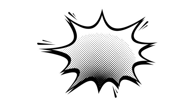 Comic speech bubble with explosion burst effect in pop art style.