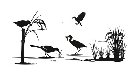 Obraz premium Birds Silhouette in Natural Habitat.