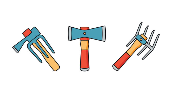Mattock Fork Line art vector abstract colorful design