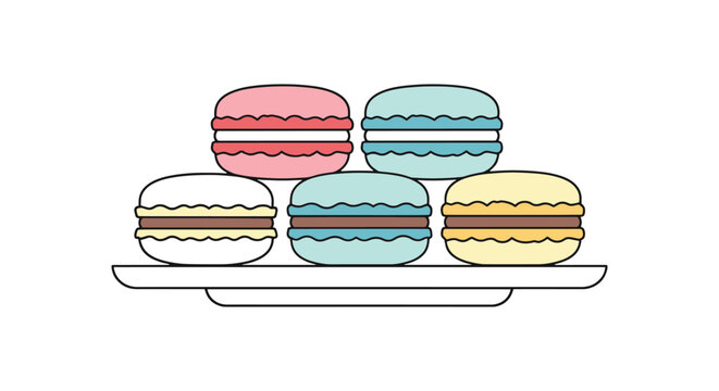 Macaroon Plate Line art vector modern pattern abstract
