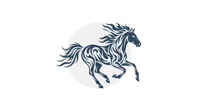 Running Horse Logo Animation Seamless Loop 4K