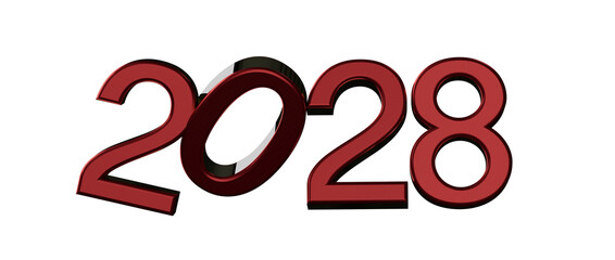 Stylish 3D rendered image of the year 2028 in red. Perfect for new year greetings and fut © vegefox.com