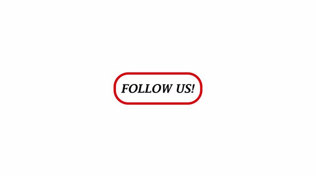  Follow us!  button, in 4K animation flat style follow us button, footage with alpha channel  in transparent background follow us button animation