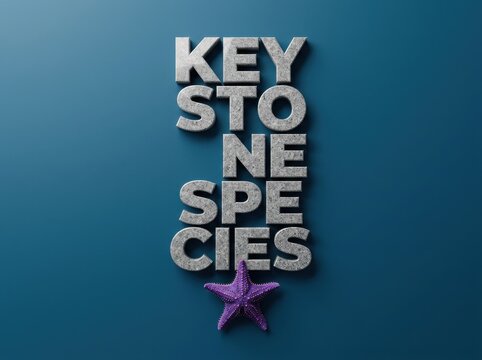 A purple starfish is displayed below 3D rendered text on a dark blue background