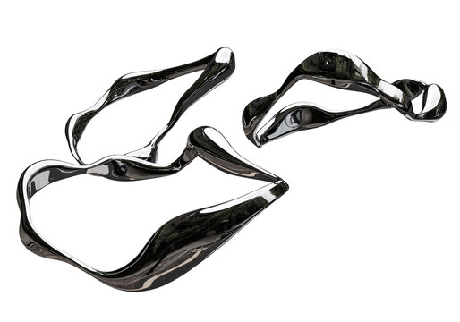 Set of Abstract Chrome Liquid Shapes, Futuristic Y2K Design Elements