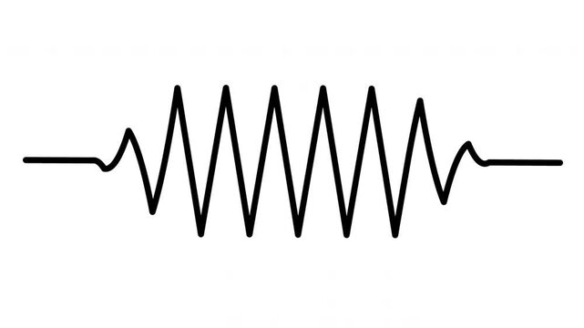 Animated black zigzag signal waveform line oscillating on an isolated white background. A seamless looping design element simulating audio frequency or data tracking for digital interfaces