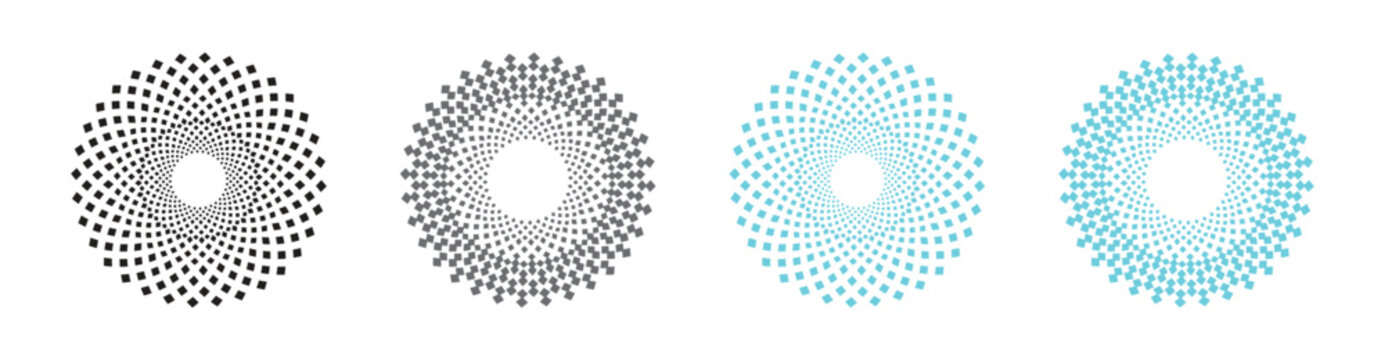 Circle checker frames. Round chess borders.Vignettes with race or chessboard pattern. Vector retro groovy illustratio.
