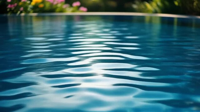Calm Swimming Pool Water Ripples Gentle Waves Sunlight Reflection Summer Vacation