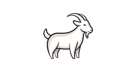 Fototapeta premium Cute and friendly cartoon illustration of a white domestic goat standing in profile, perfect for farm animal themes, children's books, or agricultural branding