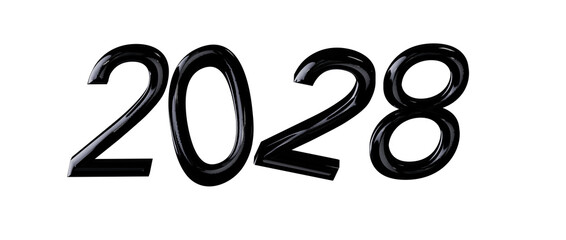 Bold black 2028 graphic isolated on white, perfect for new year greetings, future-oriente © vegefox.com