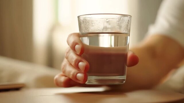 Warm morning beverage held gently by a person's hand, offering comfort and a gentle start to the day in a cozy indoor setting with soft, natural light