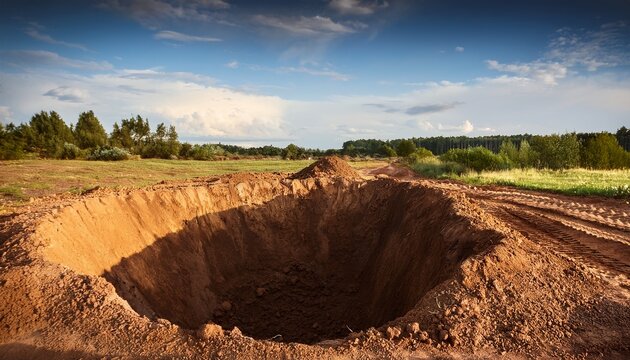 freshly dug hole