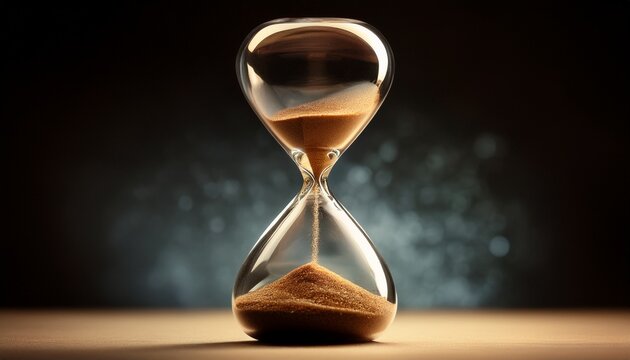 abstract hourglass with flowing sand for time sensitive business concept