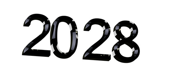2028 year in glossy black font, isolated on white background. Perfect for new year greetings and fut © vegefox.com