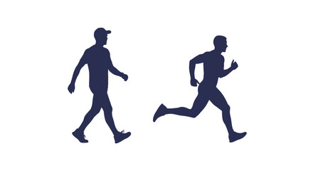 Obraz premium Two Men Running in Dark Silhouettes.
