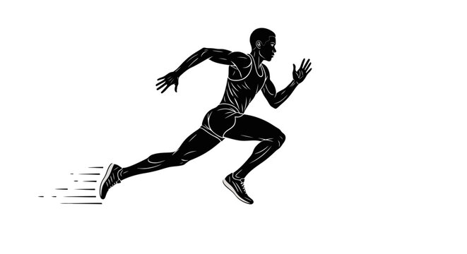 Man Running Sprinting Fast Pace.