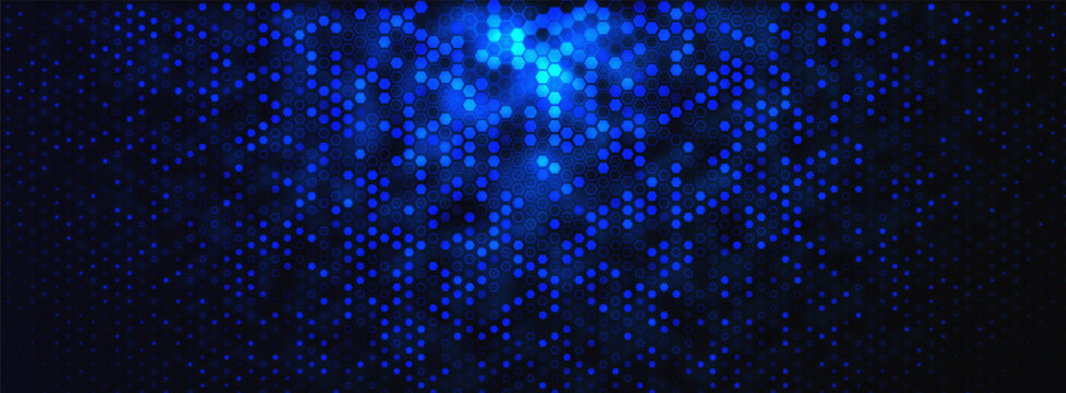 Blue Hex Background Digital Hexagon Pattern Abstract Gradient Texture for AI Machine Learning, Data Science Technology, Big Data Base, Medtech Biotech and Fintech Forum Presentation Backdrop. Vector