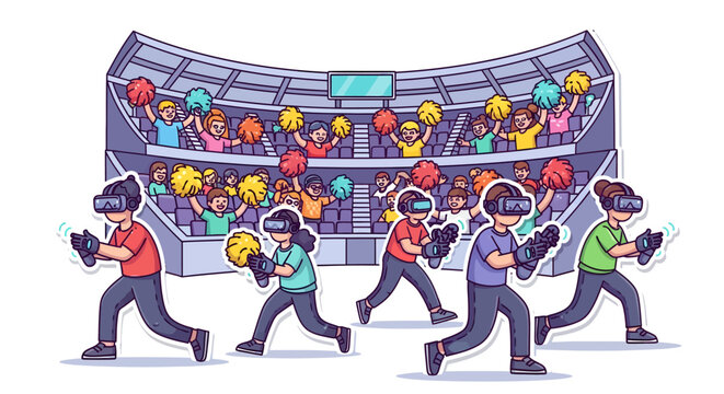 people playing laser tag in a crowded arena with spectators