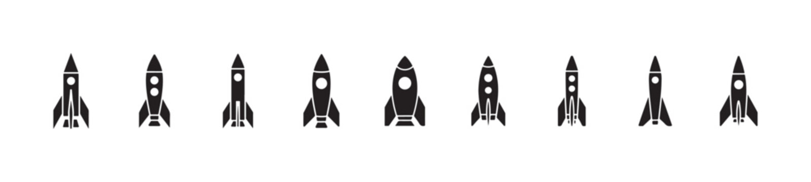 Collection of black spaceship silhouettes including detailed thruster designs for science fiction projects