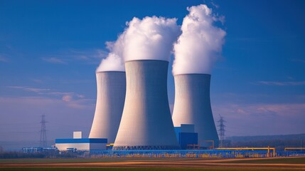 Obraz premium Nuclear Power Plant: A View of Modern Energy Production